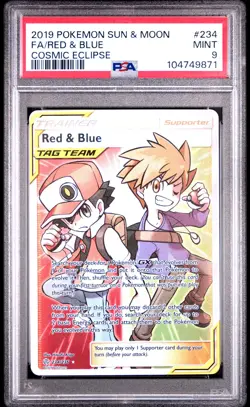 2019 POKEMON SUN & MOON COSMIC ECLIPSE #234 FA/RED & BLUE PSA 9 - Image 1
