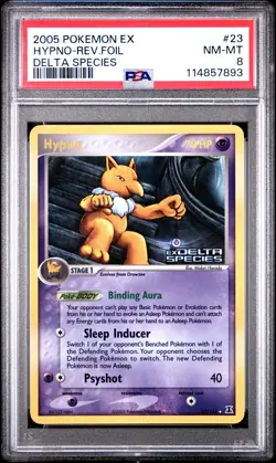 2005 POKEMON EX DELTA SPECIES #23 HYPNO-REVERSE FOIL PSA 8 - Image 1