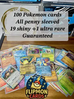 100 Card Pokemon Lot - Sleeved - Guaranteed Rares, Holos & 1 Ultra Rare - Image 1
