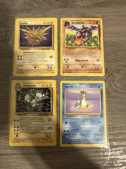 Pokemon Wotc Fossil 4 Rare Vintage Card Collection Lot Zapdos Lapras - Image 1
