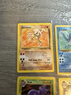 Pokemon Wotc Fossil 4 Rare Vintage Card Collection Lot Articuno Hitmonlee Muk - Image 2