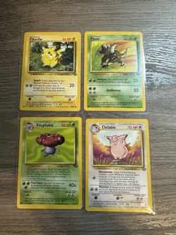 Pokemon Wotc Jungle 4 Rare Vintage Card Collection Lot Vileplume Pinsir Pikachu - Image 1