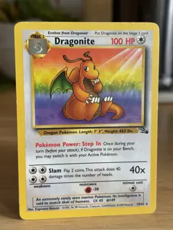 1999 Pokemon Dragonite 19/62 Unlimited Fossil Regular - MP - Image 1