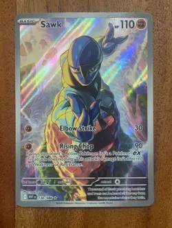 Pokemon TCG Sawk 130/086 White Flare Illustration Rare NM Card - Image 1