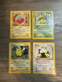 Pokemon Wotc Jungle 4 Rare Vintage Card Collection Lot Snorlax Electrode Pikachu - Image 1