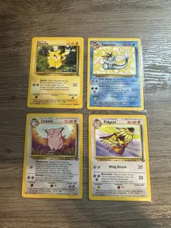 Pokemon Wotc Jungle 4 Rare Vintage Card Collection Lot Vaporeon Pikachu Clefable - Image 1