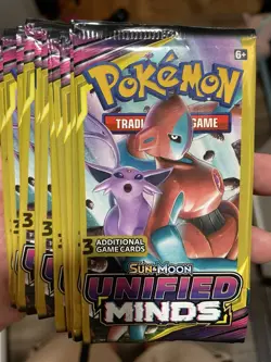 (51) Pokemon Sealed Unified Minds 3 Card Booster Packs and Box - Image 2