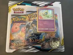 Pokemon TCG Cosmic Eclipse Celebi 3-Pack Blister - Sun & Moon - SEALED **** - Image 1