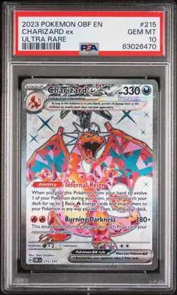 Charizard EX 215/197 Full Art Obsidian Flames Pokemon English PSA 10 Gem - Image 1