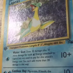 Pokemon TCG Lapras 10/62 Fossil Holo Rare 1st Edition 80 HP English Sugimori - Image 2