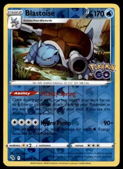 Blastoise 017/078 Holo Rare Pokemon GO Pokemon Reverse Holo Lightly Played - Image 1