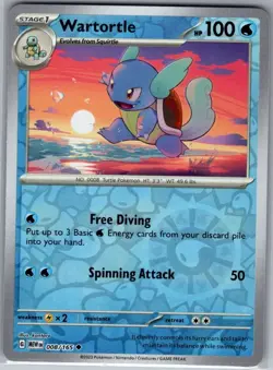 Wartortle 008/165 Reverse Holo SV: Scarlet & Violet 151 - Pokemon Card - NM - Image 1