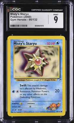 CGC 9 Misty's Staryu 90/132 Gym Heroes 2000 Pokemon Card - Image 1