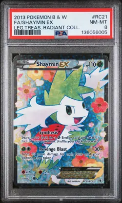 2013 POKEMON B&W LEGEND TREASURES RADIANT COLL #RC21 FULL ART/SHAYMIN EX PSA 8 - Image 1