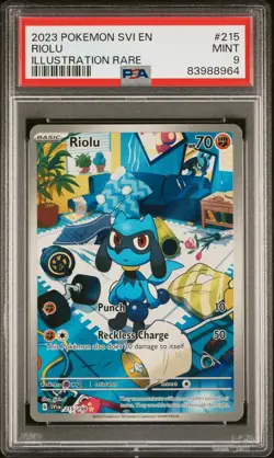 2023 POKEMON SVI EN-SCARLET & VIOLET ILLUSTRATION RARE #215 RIOLU PSA 9 - Image 1
