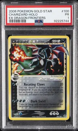 2006 POKEMON EX DRAGON FRONTIERS GOLD STAR #100 CHARIZARD-HOLO PSA 1 - Image 1