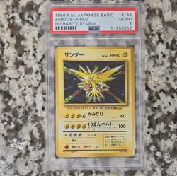 Pokemon TCG Zapdos 145 Expansion Pack No Rarity Symbol Holo PSA 2 Japanese 1996 - Image 1