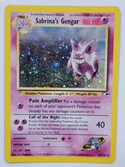 Pokemon Gym Heroes Sabrina's Gengar 14/132 Holo Foil Rare Vintage - SWIRL 💫🌀 - Image 1
