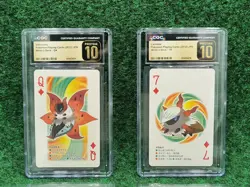 Volcarona & Larvesta Pokemon Playing Cards Q🔸7 🔸 White 2 Deck CGC Pristine 10 - Image 1