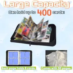 Trading Card Binder, 4 Pockets 400 Cards Holder with 50 Removable Spider - Image 2