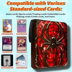 Trading Card Binder, 4 Pockets 400 Cards Holder with 50 Removable Spider - Image 4