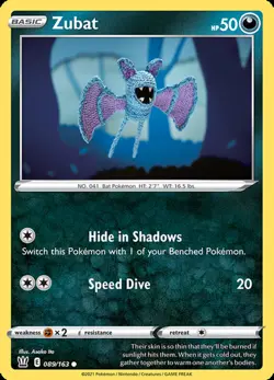 1x Zubat - 089/163 - Common - Reverse Holo - Battle Styles - Near Mint - Pokemon - Image 1