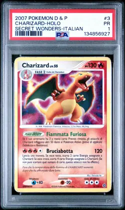 2007 POKEMON DIAMOND & PEARL SECRET WONDERS ITALIAN #3 CHARIZARD-HOLO PSA 1 - Image 1