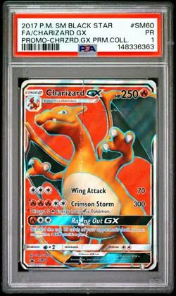 2017 POKEMON SM BLACK STAR PROMO #SM60 FULL ART/CHARIZARD GX PSA 1 - Image 1