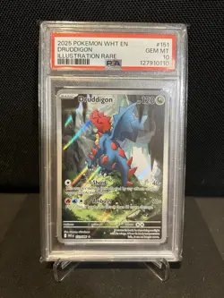 PSA 10 Druddigon 151/086 Sv: White Flare Illustration Rare Holo Pokemon TCG 2025 - Image 1