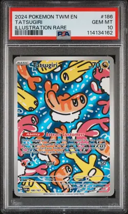 2024 POKEMON TWM EN-TWILIGHT MASQUERADE ILLUSTRATION RARE #186 TATSUGIRI PSA 10 - Image 1