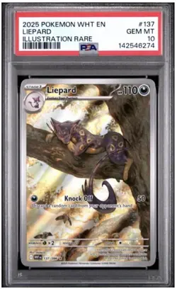 2025 POKEMON WHT EN-WHITE FLARE ILLUSTRATION RARE #137 LIEPARD PSA 10 - Image 1