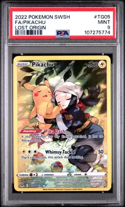 Pikachu Pokemon Sword & Shield Lost Origin TG05/TG30 PSA 9 - Image 1