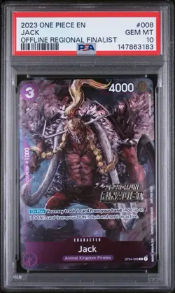 2023 ONE PIECE PROMOS OFFLINE REGIONAL FINALIST #008 JACK PSA 10 - Image 1
