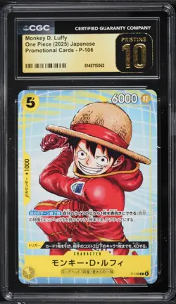 ✨✨ CGC 10 Pristine One Piece P-106 MONKEY D. LUFFY Promo Cards Jpn - Image 1