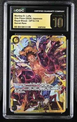CGC 10 Pristine 2024 One Piece JPN Monkey D.Luffy OP10-118 SEC Royal Blood - Image 1