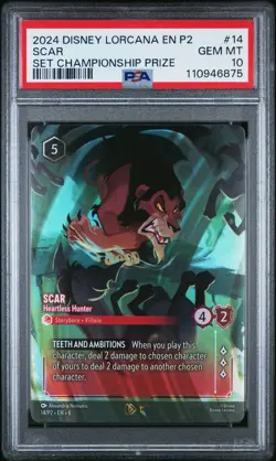 Disney Lorcana Scar Heartless Hunter 14/P2 Set Championship Prize PSA 10 - Image 1