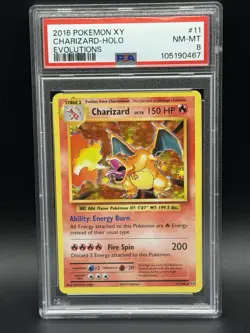 Pokemon TCG Charizard-Halo Holo Rare 11/108 2016 XY Holo PSA 8 Pokemon - Image 1