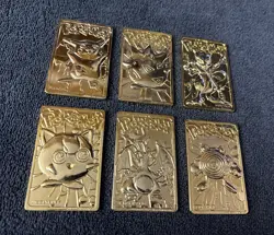 Pokemon 23K Gold Plated Trading Cards 1999 Burger King Promotion Set 6 Piece - Image 2