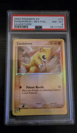 Pokemon 2003 Sandshrew 75/100 EX Sandstorm Reverse Holo Psa 8 - Image 1