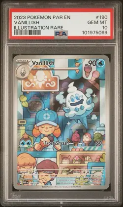 Pokemon Vanillish 190/182 SV04: Paradox Rift Illustration Rare Holo PSA 10 2023 - Image 1