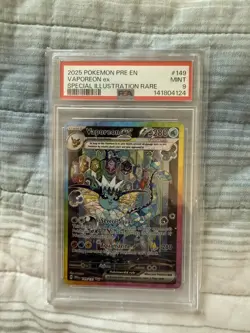 Pokemon Scarlet and Violet Prismatic Evolutions Vaporeon EX SIR PSA 9! - Image 1