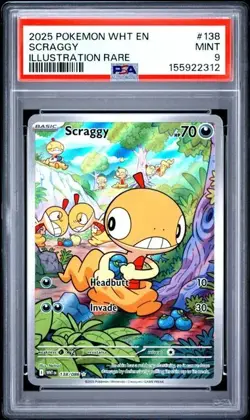 2025 Pokemon WHT EN - Scraggy 138/086 - Illustration Rare - PSA 9 - Mint - Image 1