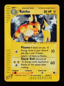 Raichu 25/165 Holo Rare Expedition Heavily Played Pokemon Card - Image 1