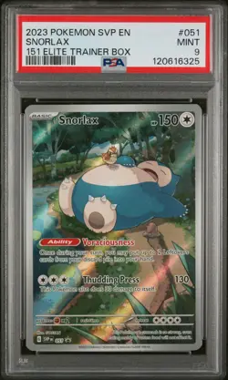 2023 POKEMON SVP EN-SV BLACK STAR PROMO 151 ELITE TRAINER BOX #051 SNORLAX PSA 9 - Image 1