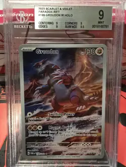 2023 POKEMON PARADOX RIFT ILLUSTRATION RARE HOLO #199/182 GROUDON BGS 9 - Image 1