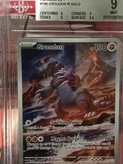 2023 POKEMON PARADOX RIFT ILLUSTRATION RARE HOLO #199/182 GROUDON BGS 9 - Image 3