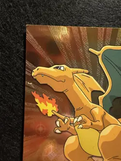 Topps #06 Charizard Holo Foil TV Pokemon Black Logo Embossed Rays Design - Image 2