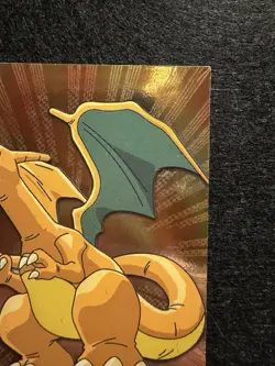 Topps #06 Charizard Holo Foil TV Pokemon Black Logo Embossed Rays Design - Image 3