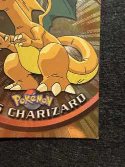 Topps #06 Charizard Holo Foil TV Pokemon Black Logo Embossed Rays Design - Image 4