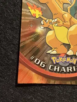 Topps #06 Charizard Holo Foil TV Pokemon Black Logo Embossed Rays Design - Image 5